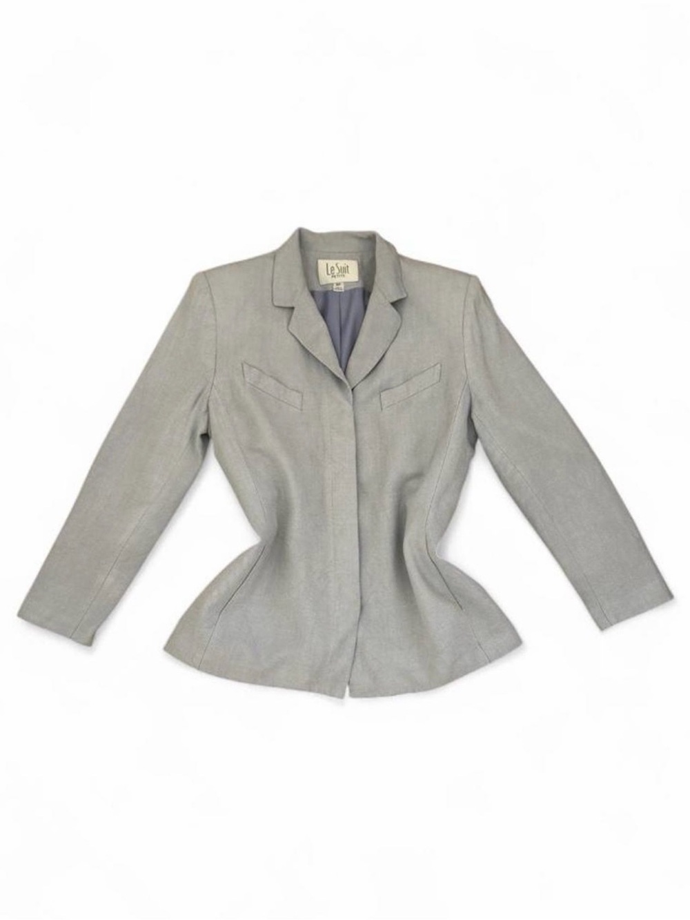 Le Suit Light Gray Fitted Women's Blazer Jacket